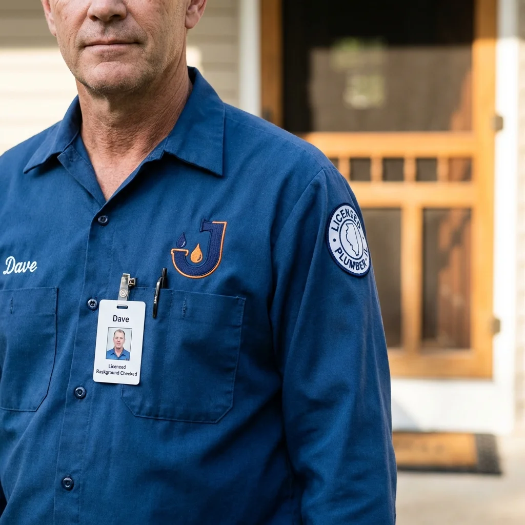 Licensed plumber showing ID badge in Verona, PA