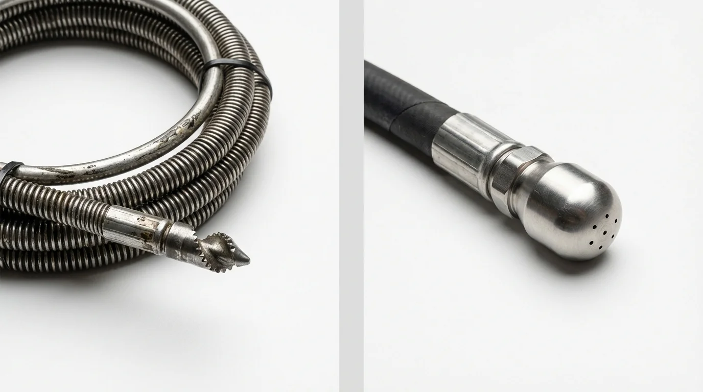 Drain snake cable and hydro jetting nozzle used for drain cleaning in Verona, PA