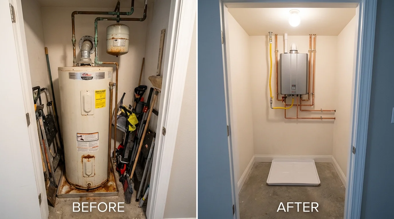 Tank water heater versus wall-mounted tankless unit comparison for Verona, PA homeowners